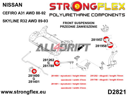 281262A: Front lower radius arm to chassis bush SPORT