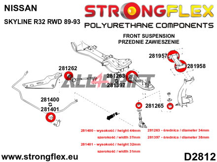 281265B: Front anti roll bar link bush