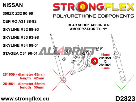 286218A: Full suspension bush kit SPORT - Nissan II (90-96) Z32