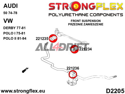 221234A Vnitřní silentblok předního ramene SPORT Audi / VW