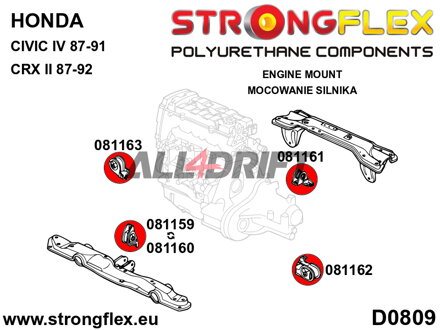 081163A Vložky uložení motoru pravá strana SPORT Honda Civic / CRX / Concerto