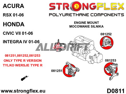 081251A Vložky předního uložení motoru SPORT - Acura RSX (01-06) DC5