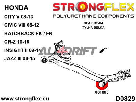 086247A: Sada silentbloků přední nápravy a zadní nápravnice SPORT - Honda VIII (06-12) Hatchback FK / FN