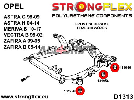 136222A Sada silentbloků předního pomocného rámu SPORT - Opel / Vauxhall G (98-04)