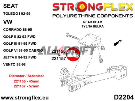 221157B Silentblok zadního pomocného rámu 57mm - Seat I (92-99) 1L