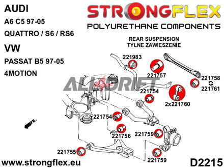221754A Silentblok zadního horního ramene SPORT Audi / VW