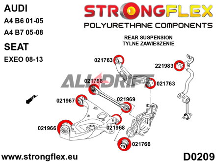 021766A: Zadní vzpěra k těhlici silentblok SPORT - Audi C6 (04-11) Quattro & Allroad