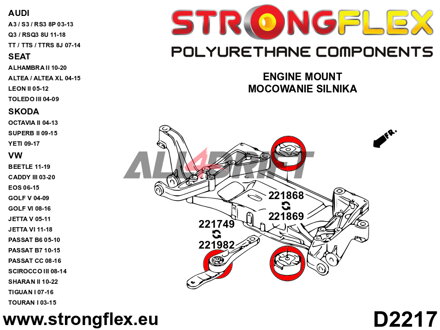 221868A Spodní vložka uložení motoru SPORT Audi / Seat / Škoda / VW