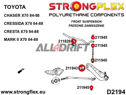 211943B: Front lower arm bush - Toyota RWD (83-87) AE85 / AE86