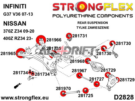 281725A Zadní silentblok zadního vlečného ramene SPORT Infiniti / Nissan