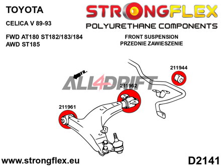 216261B: Front suspension bush kit - Toyota T180 (89-93) GT-Four / All-Track