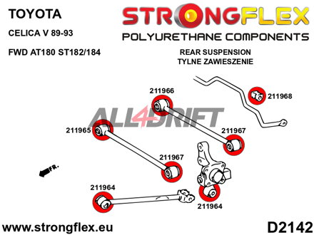 216262A: Rear suspension bush kit SPORT - Toyota T180 (89-93)
