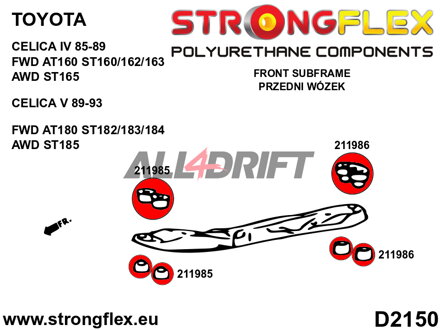211985A: Front subframe - front bush SPORT - Toyota T180 (89-93) GT-Four / All-Track