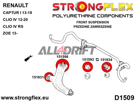 151593A Přední silentblok stabilizátoru SPORT - Renault IV / IV RS (12-19)