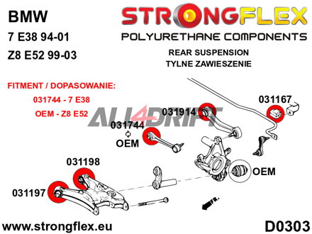 036237A Kompletní sada silentbloků náprav SPORT BMW E38