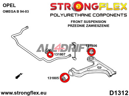 131805B Přední silentblok předního spodního ramene - Opel / Vauxhall B (94-99)