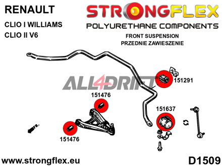 151291A Přední silentblok stabilizátoru SPORT - Renault 19 (93-01)