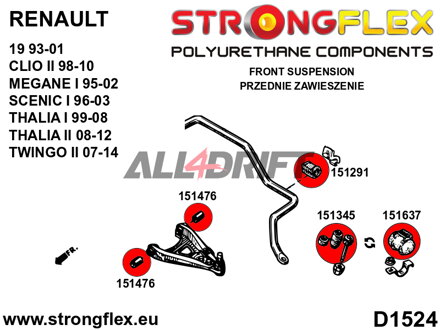 151476A Silentblok předního spodního ramene SPORT - Renault 19 (93-01)