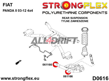 066038A Sada silentbloků zadního vlečného ramene SPORT Fiat Cinquecento / Panda / Seicento