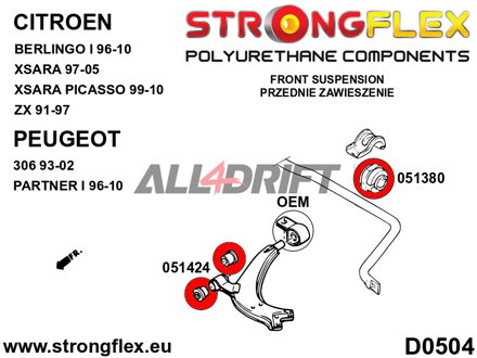 051424A Přední silentblok předního ramene SPORT Citroen / Peugeot
